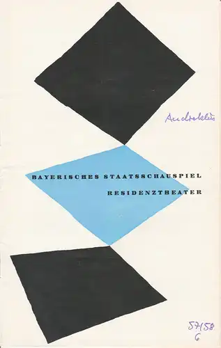 Bayerisches Staatsschauspiel, Kurt Horwitz, Walter Haug: Programmheft Androklus und der Löwe von Bernard Shaw 2. April 1958 Residenztheater Spielzeit 1957 / 58 Heft 6. 