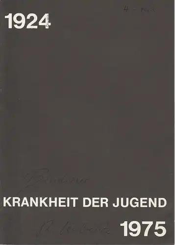 Schauspielhaus Bochum, Peter Zadek, Lew Bogdan, Rolf Paulin, Hartmut Gehrke, Rolf Kabelitz, Peter Schwab: Programmheft Krankheit der Jugend von Ferdinand Bruckner. Kammerspiele Spielzeit 1975 / 76 Heft 4. 