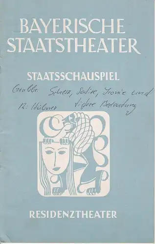 Bayerisches Staatstheater, Staatsschauspiel, Residenztheater, Alois Johannes Lippl, Hermann Wenninger: Programmheft Grabbe: Scherz, Satire, Ironie und tiefere Bedeutung Premiere 23. Januar 1953 Spielzeit 1952 / 53 Heft 4. 