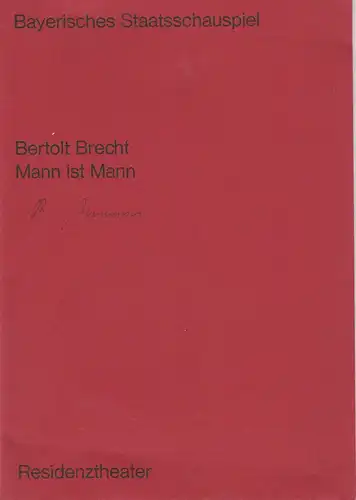 Bayerisches Staatsschauspiel, Residenztheater, Helmut Henrichs, Ernst Wendt: Programmheft MANN IST MANN. Lustspiel von Bertolt Brecht. Premiere 12. März 1969 Residenztheater. 