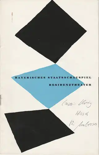 Bayerisches Staatsschauspiel, Residenztheater, Walter Haug: Programmheft Erstaufführung König Hirsch. Premiere 15. März 1959 Residenztheater. 