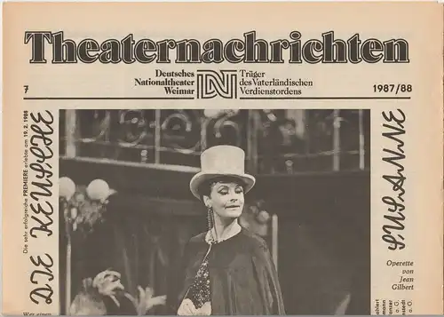 Deutsches Nationaltheater Weimar, Fritz Wendrich, Christine Schild: Theaternachrichten Deutsches Nationaltheater Weimar 7 - 1987 / 88. 