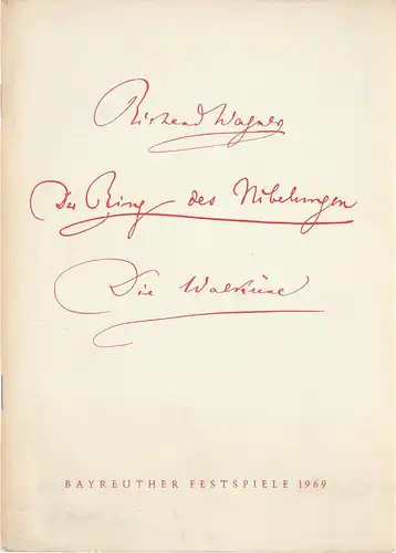 Bayreuther Festspiele 1969, Wolfgang Wagner, Herbert Barth: Programmheft VI Die Walküre. Oper von Richard Wagner Bayreuther Festspiele 1969 Der Ring des Nibelungen. 