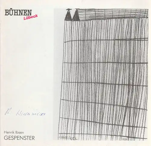 Bühnen Lübeck, Hans Thoenies, Walter Hollender: Programmheft Henrik Ibsen: GESPENSTER. Premiere 19. Dezember 1990 Kammerspiele Spielzeit 1990 / 91 Heft 8. 