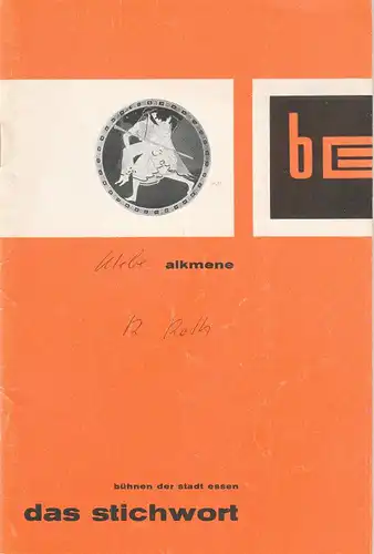Bühnen der Stadt Essen, Erich Schumacher, Ilka Boll, Oliver Krauss: Programmheft ALKMENE. Oper von Giselher Klebe das stichwort 1961 / 62 Heft 9. 