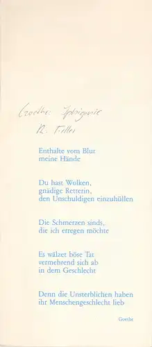 Theater der Veröffentlichung, Oliver Reese, Peter Nürmberger: Programmheft Johann Wolfgang Goethe: IPHIGENIE AUF TAURIS. 