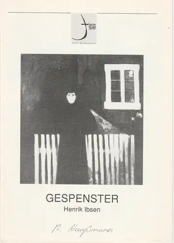 Theater der Stadt Schweinfurt, Rüdiger R. Nenzel: Programmheft GESPENSTER von Henrik Ibsen 23. April 1992 Spielzeit 1991 / 92 Heft 18. 