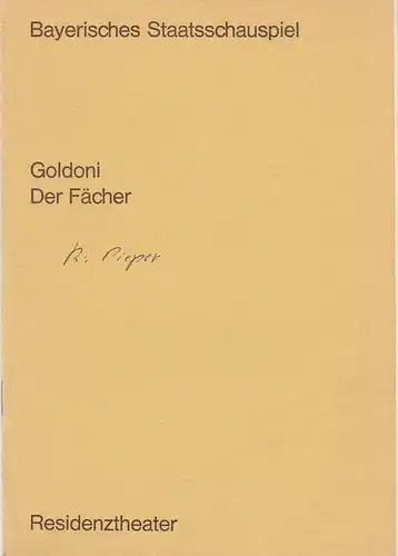 Bayerisches Staatsschauspiel, Residenztheater, Helmut Henrichs, Urs Jenny, Florian Mercker: Programmheft DER FÄCHER. Komödie von Carlo Goldoni Premiere 11. Mai 1970. 