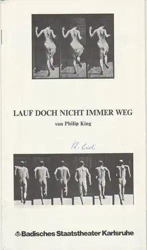 Staatstheater Karlsruhe, Günter Könemann, Michael Schindlbeck: Programmheft Lauf doch nicht immer weg ! Premiere 27. Januar 1980 Spielzeit 1979 / 80 Heft 6. 