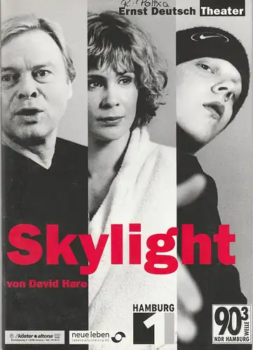 Ernst Deutsch Theater, Isabella Vertes-Schütter, Wolfgang Borchert, Sonja Valentin: Programmheft SKYLIGHT von David Hare. Premiere 1. März 2001 Spielzeit 2000 / 2001. 