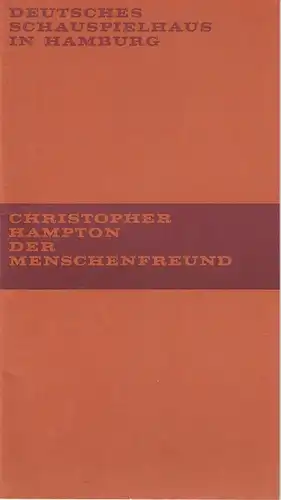 Deutsches Schauspielhaus in Hamburg, Hans-Günter Martens, Rosemarie Clausen ( Szenenfotos ): Programmheft Christopher Hampton: Der Menschenfreund Premiere 17. Januar 1971. Spielzeit 1970 / 71 Heft 5. 