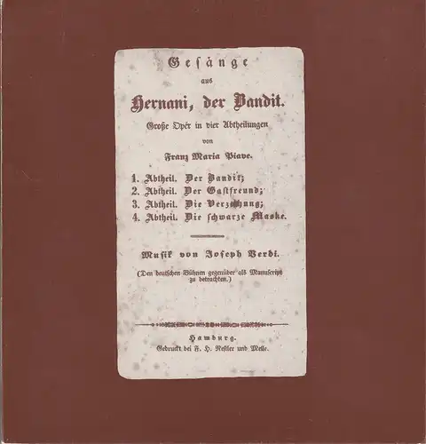 Hamburgische Staatsoper, Christoph von Dohnanyi, Peter Dannenberg: Programmheft Giuseppe Verdi: ERNANI Premiere 6. Januar 1980 Spielzeit 1979 / 80. 