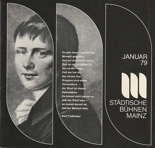 Städtische Bühnen Mainz, Dietrich Taube, Frank-Thomas Mende: Programmheft Heinrich von Kleist: PRINZ FRIEDRICH VON HOMBURG Premiere 18. Januar 1979 Monatsheft Nr. 5 Spielzeit 1978 / 79 Januar 1989. 