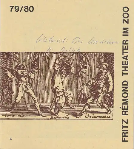 Fritz Remond Theater im Zoo, Egon Baumgarten, W. Rauch Verlag: Programmheft DER KREIDEKREIS. Spiel in fünf Akten nach dem Chinesischen von KLABUND. Spielzeit 1979 / 80 Heft 4. 