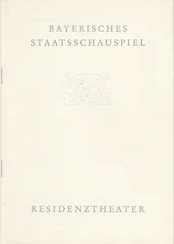 Bayerisches Staatsschauspiel Residenztheater, Helmut Henrichs, Dieter Hackemann: Programmheft Jean Anouilh BECKET ODER DIE EHRE GOTTES Premiere 10. Mai 1961 Residenztheater. 