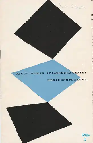 Bayerisches Staatsschauspiel Helmut Henrichs, Walter Haug: Programmheft Klabund DER KREIDEKREIS Premiere 19. März 1960 Residenztheater Spielzeit 1959 / 60 Heft 6. 