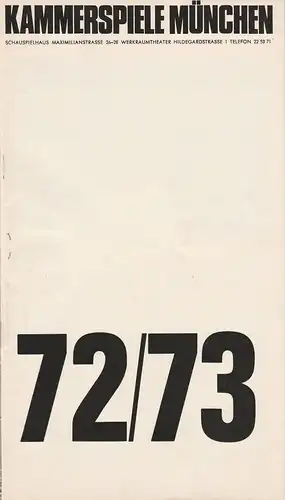 Münchner Kammerspiele, August Everding, Yvonne Sturzenegger, Wolfgang Zimmermann: Programmheft Georg Kaiser: KOLPORTAGE Premiere 27. Dezember 1972 Spielzeit 1972 / 73 Heft 3. 