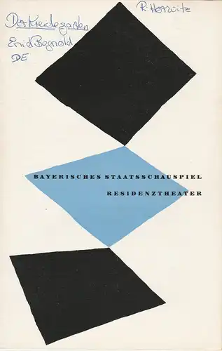 Bayerisches Staatsschauspiel Kurt Horwitz, Rolf Schaefer: Programmheft Deutsche Erstaufführung Enid Bagnold DER KREIDEGARTEN Residenztheater Spielzeit 1956 / 57 Heft 1. 