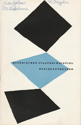 Bayerisches Staatsschauspiel Kurt Horwitz, Rolf Schaefer: Programmheft Carlo Goldoni DAS KAFFEEHAUS 13. Januar 1957 Residenztheater Spielzeit 1956 / 57 Heft 4. 