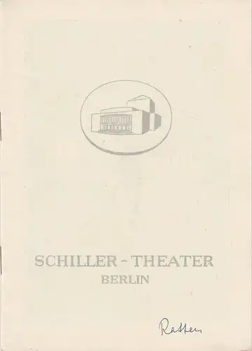 Schiller-Theater Berlin, Boleslaw Barlog, Albert Beßler: Programmheft Gerhart Hauptmann DIE RATTEN Spielzeit 1953 / 54 Heft 35. 
