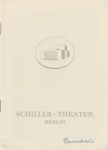 Schiller-Theater Berlin, Boleslaw Barlog, Albert Beßler: Programmheft Thomas Wolfe HERRENHAUS Spielzeit 1954 / 55 Heft 37. 