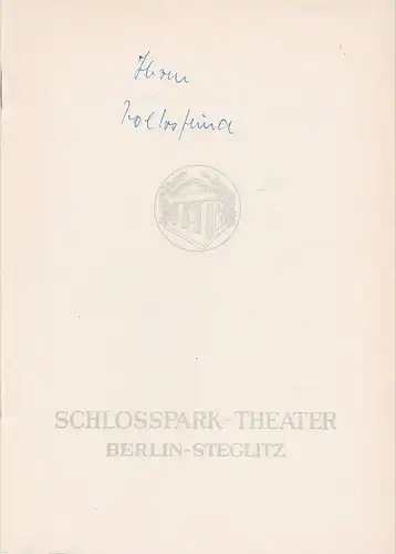 Schlosspark-Theater Berlin, Boleslaw Barlog, Albert Beßler: Programmheft Henrik Ibsen EIN VOLKSFEIND Spielzeit 1960 / 61 Heft 93. 