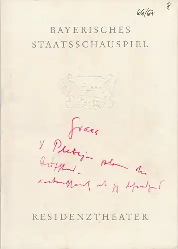 Bayerisches Staatsschauspiel, Helmut Henrichs, Dieter Hackemann: Programmheft Günter Grass DIE PLEBEJER PROBEN DEN AUFSTAND Premiere 25. April 1967 Residenztheater Spielzeit 1966 / 67. 