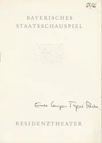 Bayerisches Staatsschauspiel, Helmut Henrichs, Dieter Hackemann: Programmheft Eugene O'Neill EINES LANGEN TAGES REISE IN DIE NACHT Premiere 10. März 1966 Residenztheater Spielzeit 1965 / 66. 