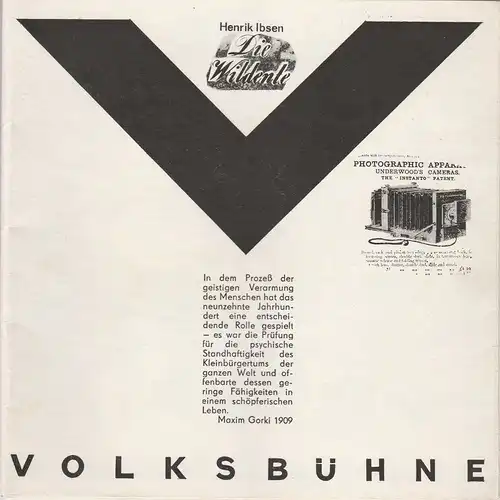 Volksbühne am Luxemburgplatz, Karl Holan, Bernd Böhmel: Programmheft Henrik Ibsen: DIE WILDENTE Premiere 8. Dezember 1973 Spielzeit 1973 / 74 Heft 3. 