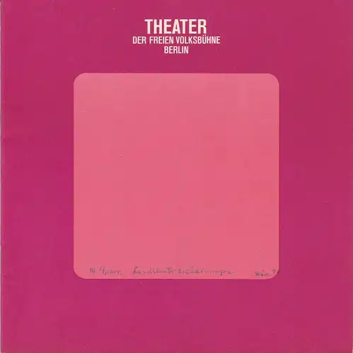 Theater Freie Volksbühne, Michael Schindlbeck, Jürgen Spohn: Programmheft LANDSHUTER ERZÄHLUNGEN von Martin Sperr. Premiere 13. März 1971. 