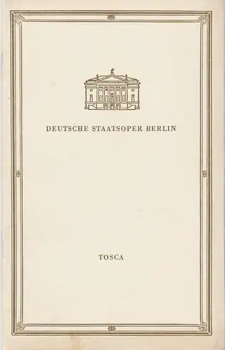 Deutsche Staatsoper Berlin, Deutsche Demokratische Republik, Günter Rimkus: Programmheft Giacomo Puccini TOSCA 22. September 1959. 