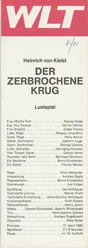 Westfälisches Landestheater WLT, Herbert Hauck, Ernst Franz, Jost Krüger: Programmheft Heinrich von Kleist DER ZERBROCHENE KRUG Premiere 17. April 1982. 