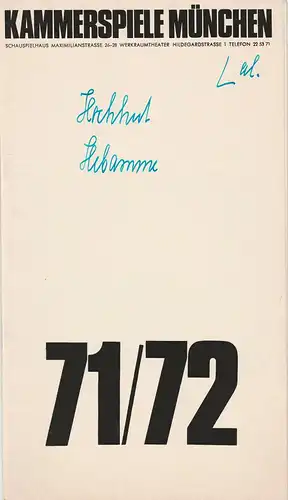 Kammerspiele München, August Everding, Wolfgang Zimmermann, Yvonne Sturzenegger, Klaus Kemetmüller: Programmheft Rolf Hochhuth: DIE HEBAMME Uraufführung 4. Mai 1972 Schauspielhaus Spielzeit 1971 / 72 Heft 6. 