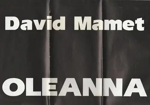 Landestheater Detmold, Ulf Reiher, Susanne Springer: Programmheft David Mamet: OLEANNA Premiere 15. Juni 1995 Studio-Theater im Grabbe-Haus Spielzeit 1994 / 95 Heft 2. 