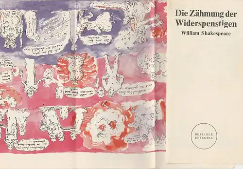 Berliner Ensemble, Staatstheater der DDR, Manfred Wekwerth, Karl-Heinz Drescher: Programmheft William Shakespeare: DIE ZÄHMUNG DER WIDERSPENSTIGEN Premiere 29. April 1980. 