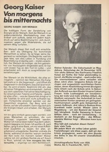 Volksbühne Berlin, Rosa-Luxemburg-Platz, Fritz Röderl, Lily Leder / Jürgen Verdofsky, Helmut Brade: Programmheft Georg Kaiser: Von morgens bis mitternachts Spielzeit 1979 / 80. 