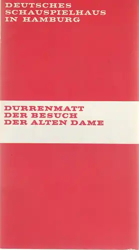 Deutsches Schauspielhaus in Hamburg, Hans-Günter Martens, Harald Clemen, Rosemarie Clausen ( Szenenfotos ): Programmheft DER BESUCH DER ALTEN DAME. Eine tragische Komödie von Friedrich Dürrenmatt Premiere 11. März 1971 Spielzeit 1970 / 71 Heft 7. 