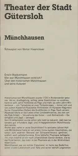 Theater der Stadt Gütersloh, Günter Ochs, Programmheft Walter Hasenclever MÜNCHHAUSEN Premiere 3. Dezember 1976 Spielzeit 1976 / 77