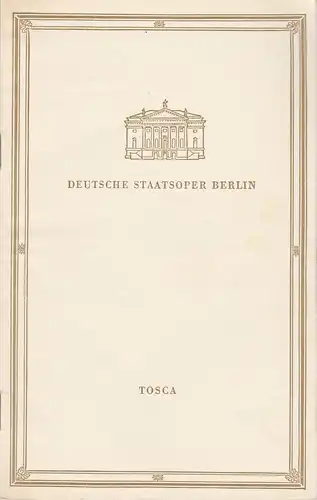 Deutsche Staatsoper Berlin, Deutsche Demokratische Republik, Günter Rimkus: Programmheft Giacomo Puccini TOSCA 2. Mai 1957. 