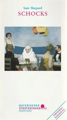 Bayerisches Staatsschauspiel, Günther Beelitz, Gerd Jäger, Wilfried Hösl ( Fotos ): Programmheft Sam Shepard: SCHOCKS. Premiere 6. März 1993 Residenztheater. Spielzeit 1992 / 93 Heft Nr. 98. 
