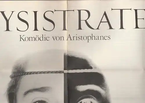 Volksbühne Berlin, A. Beyer, Eckhardt Bogda. Programmheft LYSISTRATE. Komödie von Aristophanes Arbeitertheater NARVA Ausgezeichnetes Volkskunstkollektiv. 