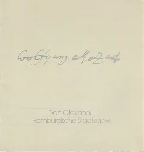 Hamburgische Staatsoper, Christoph von Dohnanyi, Peter Dannenberg, Ingeborg Bernerth: Programmheft Wolfgang Amadeus Mozart DON GIOVANNI 11. Mai 1980. 