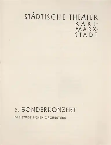 Städtische Theater Karl-Marx-Stadt, Paul Herbert Freyer: Programmheft 5. Sonderkonzert Spielzeit 1959 / 60. 