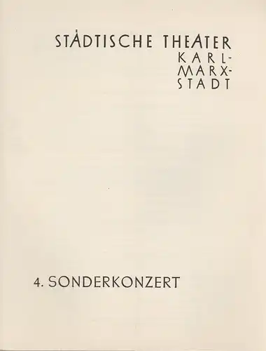Städtische Theater Karl-Marx-Stadt, Paul Herbert Freyer: Programmheft 4. Sonderkonzert 10. März 1960 Spielzeit 1959 / 60. 