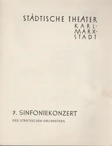 Städtische Theater Karl-Marx-Stadt, Paul Herbert Freyer: Programmheft 7. Sinfoniekonzert 24. März 1960 Spielzeit 1959 / 60. 