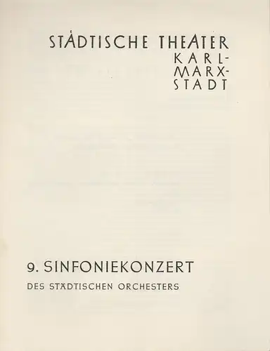 Städtische Theater Karl-Marx-Stadt, Paul Herbert Freyer: Programmheft 9. Sinfoniekonzert 22. Mai 1958 Spielzeit 1957 / 58. 