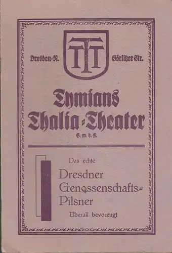 Tymians Thalia = Theater, Paul Beckers: Programmheft BUBIKÖPFE. Schwank von Curt Kraatz und Max Neal. 