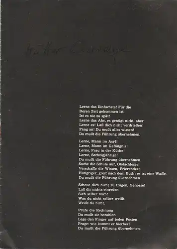Stadttheater Zittau, Hubertus Methe: Programmheft Bertolt Brecht MUTTER COURAGE UND IHRE KINDER Spielzeit 1957 / 58. 