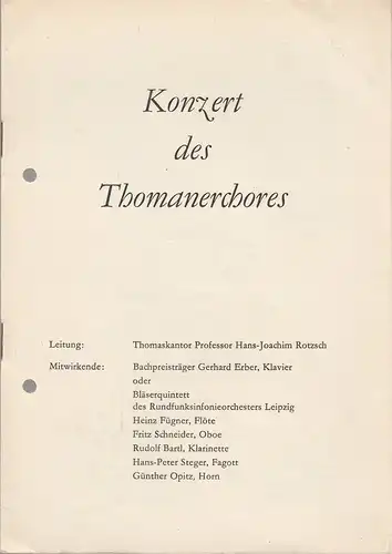 Kantorei Leipzig: Programmheft  KONZERT DES THOMANERCHORES 1976. 