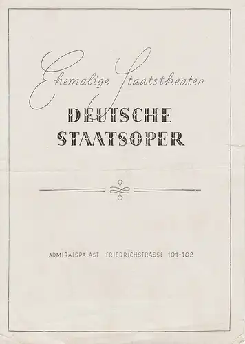 Deutsche Staatsoper Admiralspalast: Programmheft Giacomo Puccini MADAME BUTTERFLY 9. Juni 1946. 